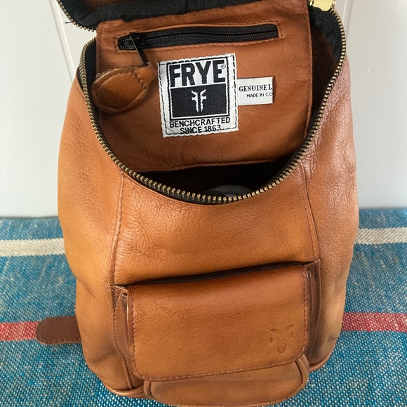 Frye Benchcrafted Genuine Brown Leather Backpack Mini Sling Purse - Picture 1 of 8